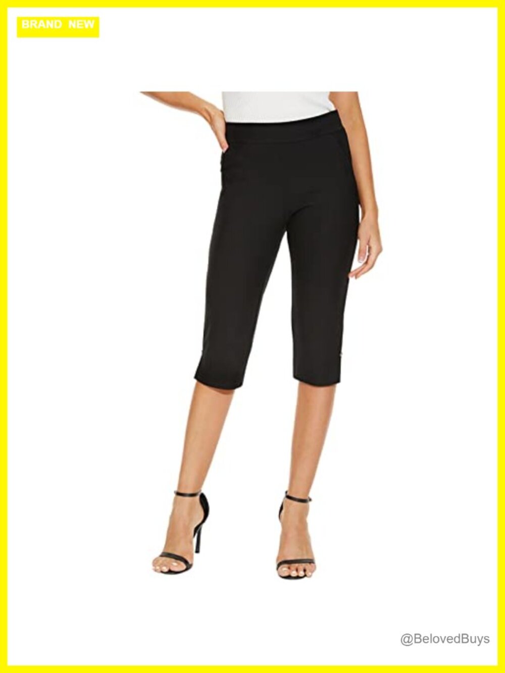 Ginasy Women's Capri Leggings Tummy Control Pockets Pull On Cropped